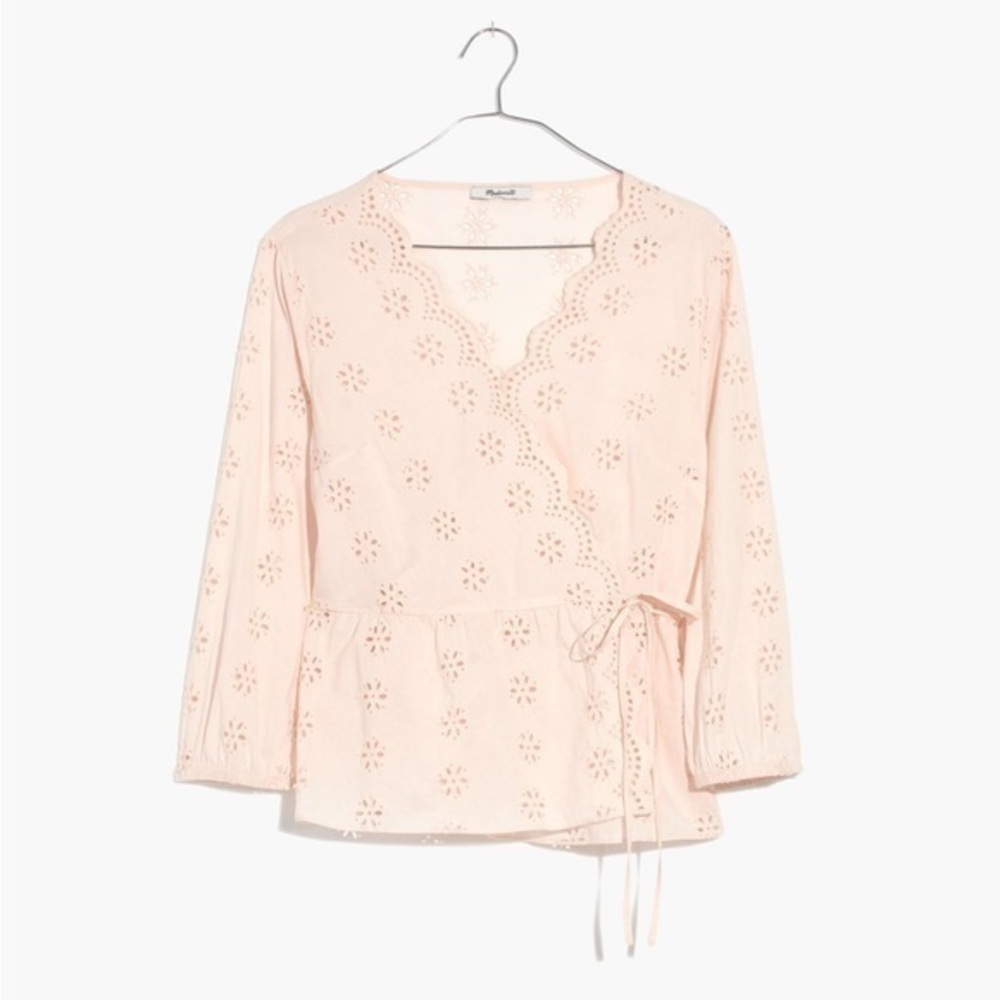 Madewell scalloped eyelet wrap top